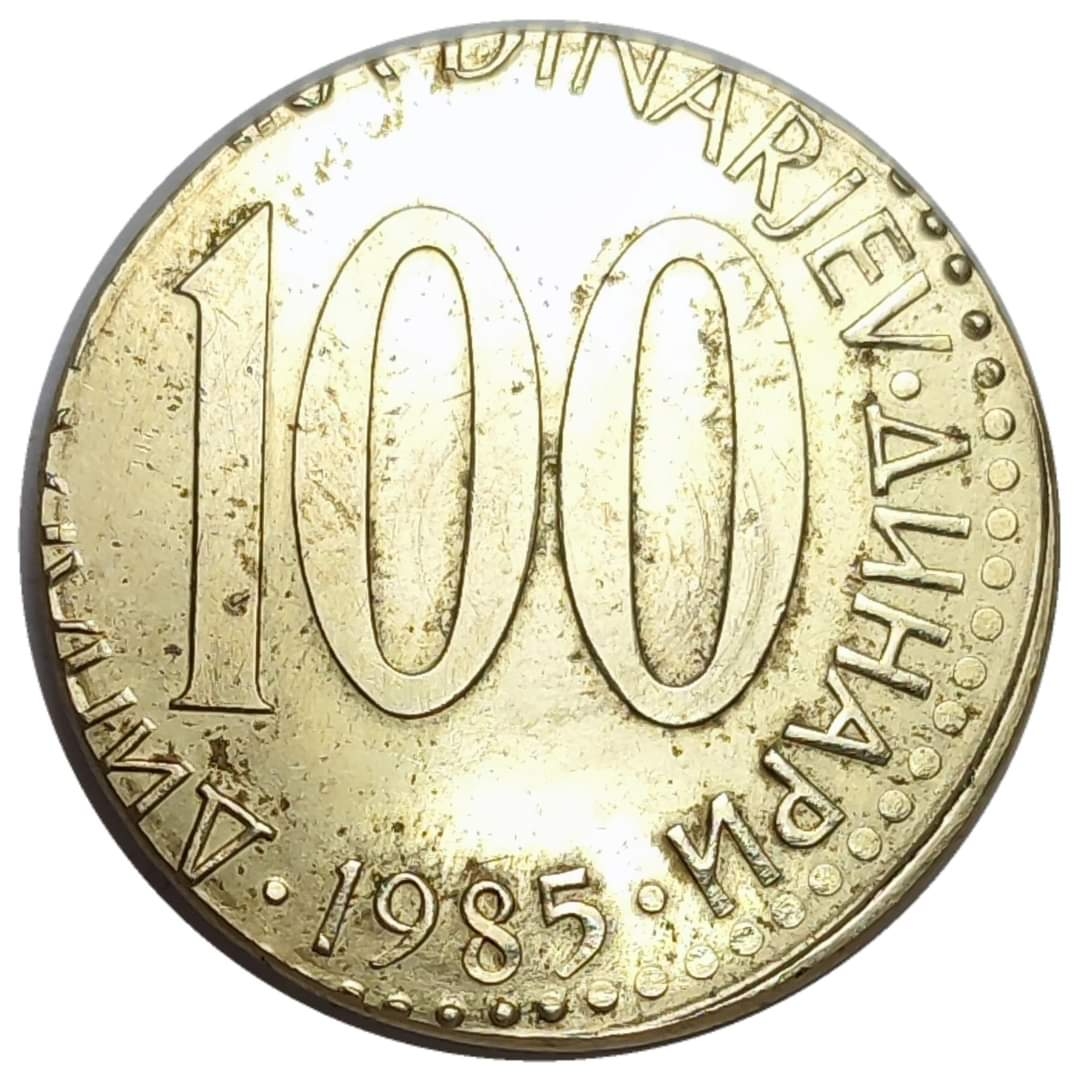 100-Dinara-1985---Wrong-Planchet-Or-Off-Metal---SFr-Jugoslavija